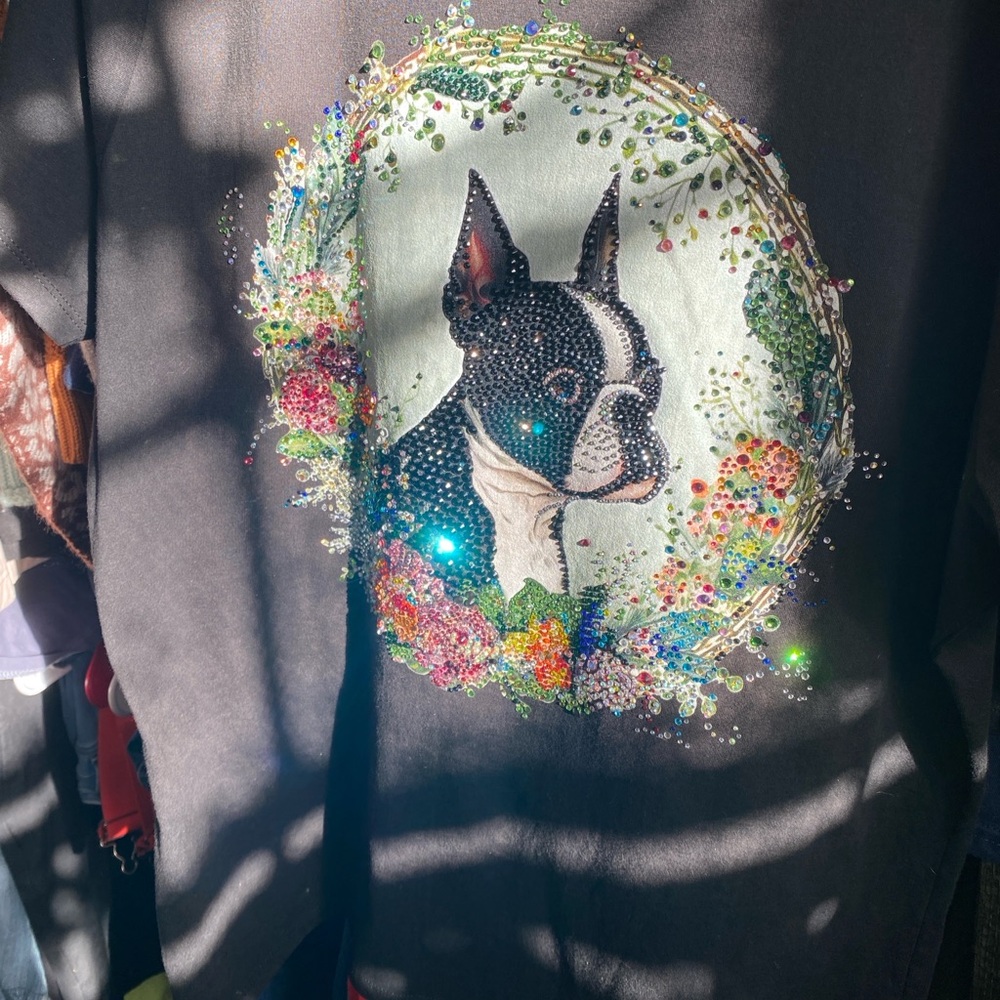Boston Terrier Blinged Out T-Shirt Crystal Encrusted